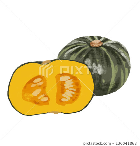 用水彩繪製的黃色南瓜插圖素材 130041868