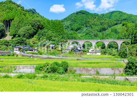 福岡縣朝倉郡豐州山橋（奈良尾橋）的夏季景色 130042301