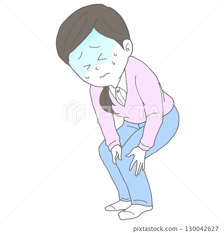 膝蓋疼痛的女人臉色蒼白 膝蓋疼痛的女人臉色蒼白 130042627