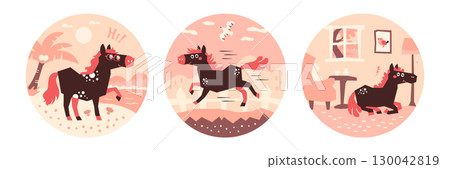 Pop horse illustration (southern island, ranch, napping) Pop horse illustration (southern island, ranch, napping) 130042819