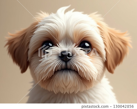Close Up Portrait of a Shih Tzu Puppy with Cute Eyes 130042856