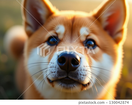 Close-up Beautiful Shiba Inu Dog Pet Animal Portrait 130042874