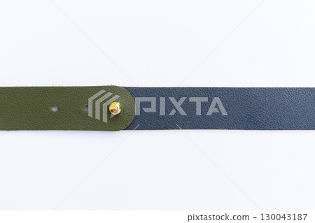 dark green and blue leather strap isolated on white background 130043187