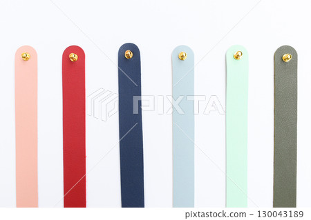 pastel colorful leather strap isolated on white background 130043189
