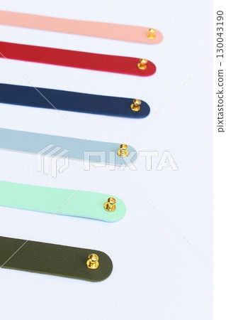 pastel colorful leather strap isolated on white background 130043190