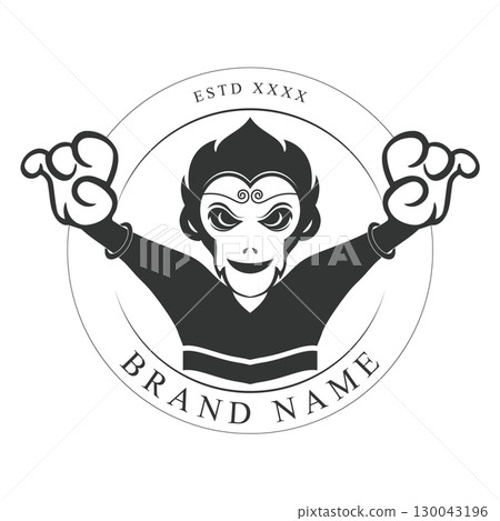 Creative design of elegant monkey head logo 130043196
