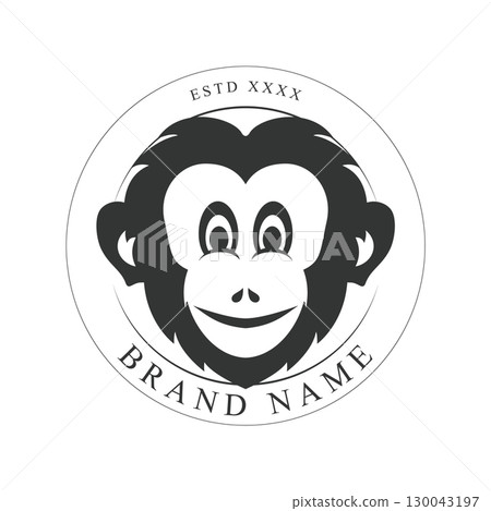 Creative design of elegant monkey head logo 130043197