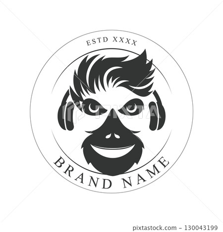 Creative design of elegant monkey head logo 130043199