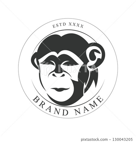 Creative design of elegant monkey head logo 130043205