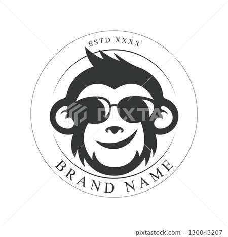 Creative design of elegant monkey head logo 130043207