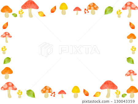彩色水彩蘑菇框架圖 130043359