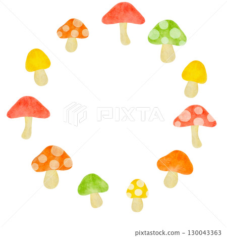 彩色水彩蘑菇框架圖 彩色水彩蘑菇框架圖 130043363