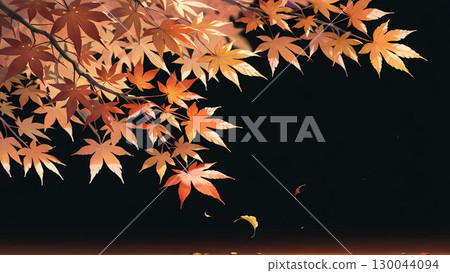 Illustration of autumn leaves with a black background 130044094