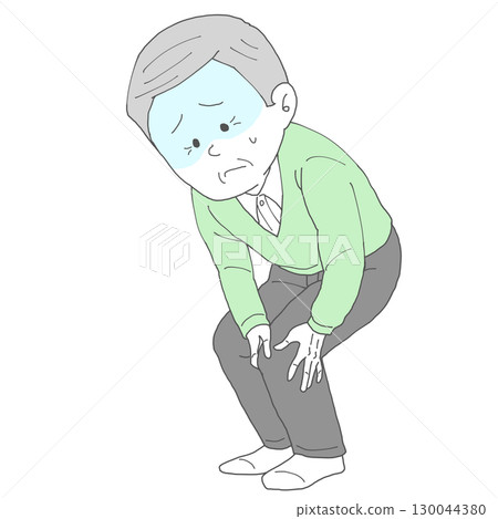 老人膝蓋疼痛臉色蒼白 130044380