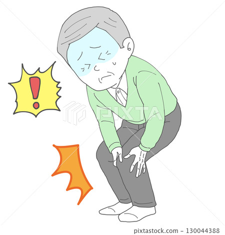 Senior man with knee pain 3 turns pale 130044388