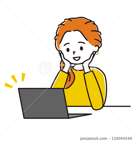 Smiling woman watching videos on a laptop Smiling woman watching videos on a laptop 130044549