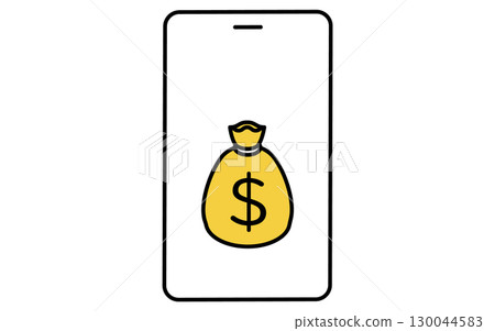 智慧型手機和美元袋的金融科技圖標 130044583