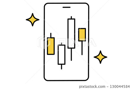 金融科技圖示在智慧型手機上查看股票投資蠟燭圖 金融科技圖示在智慧型手機上查看股票投資蠟燭圖 130044584
