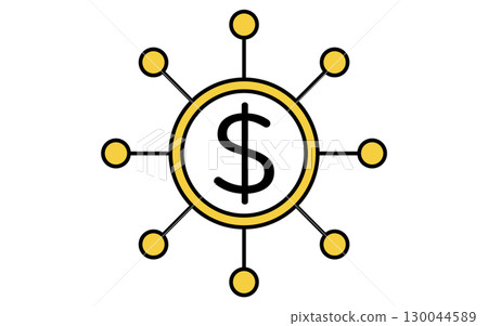 區塊鏈和美元符號金融科技圖標 130044589