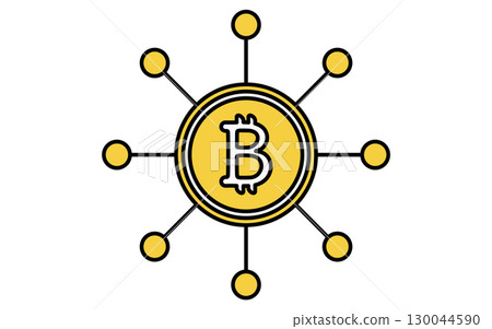 區塊鏈和比特幣金融科技圖標 130044590