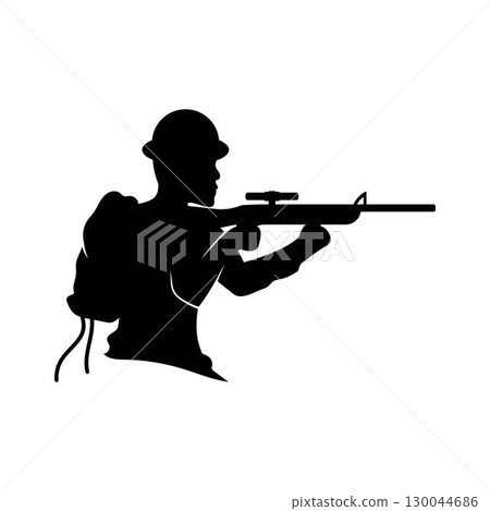 Military Soldier Silhouette Vector logo Illustration 130044686