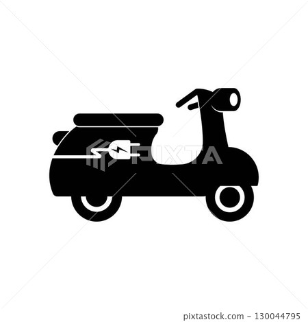 Electric motorcycle with plug pictogram icon symbol design Electric motorcycle with plug pictogram icon symbol design 130044795