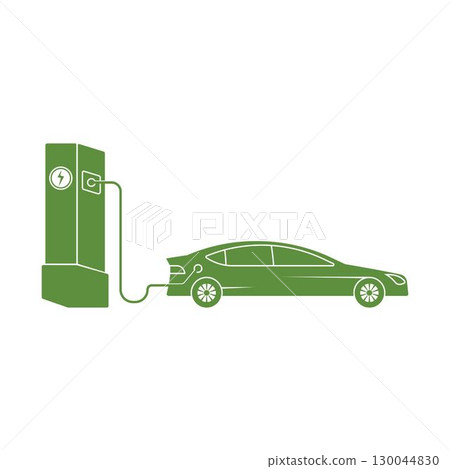 Electric car and Electrical charging station symbol icon 130044830