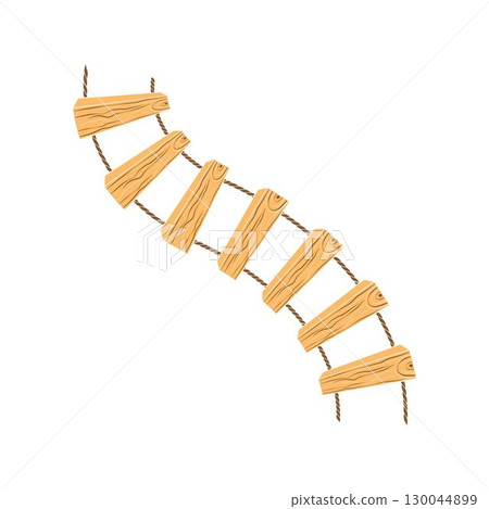 Wooden ladder design vector with rope, planks hanging design vector 130044899