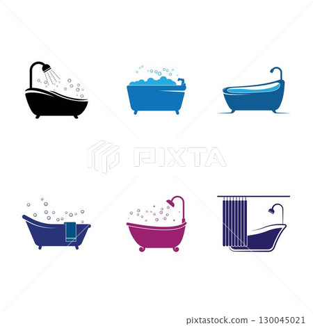 Bathtub logo Icon Vector Template Illustration 130045021