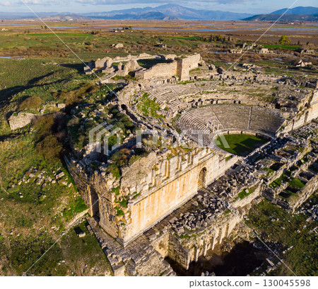Top view from side of Miletus ancient theater ruins Top view from side of Miletus ancient theater ruins 130045598