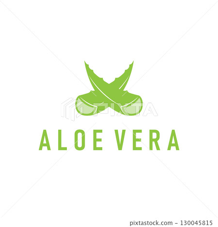 Aloe vera logo concept, green herbal plant with a simple minimalist concept design for a symbol illustration template Aloe vera logo concept, green herbal plant with a simple minimalist concept design for a symbol illustration template 130045815
