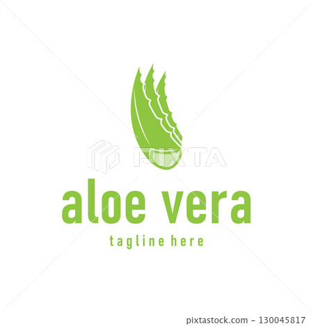 Aloe vera logo concept, green herbal plant with a simple minimalist concept design for a symbol illustration template Aloe vera logo concept, green herbal plant with a simple minimalist concept design for a symbol illustration template 130045817