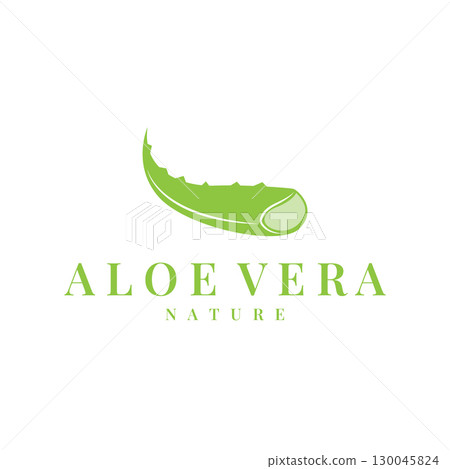 Aloe vera logo concept, green herbal plant with a simple minimalist concept design for a symbol illustration template Aloe vera logo concept, green herbal plant with a simple minimalist concept design for a symbol illustration template 130045824