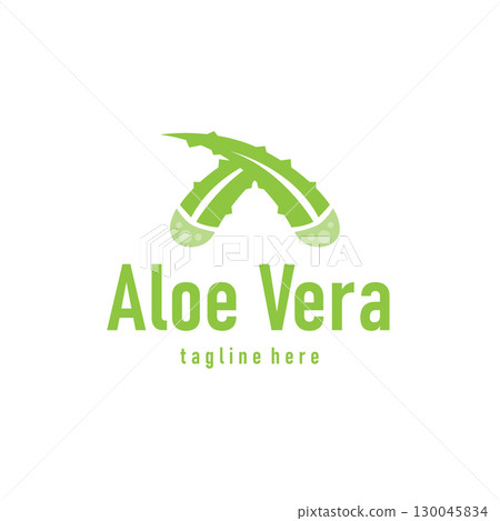 Aloe vera logo concept, green herbal plant with a simple minimalist concept design for a symbol illustration template Aloe vera logo concept, green herbal plant with a simple minimalist concept design for a symbol illustration template 130045834