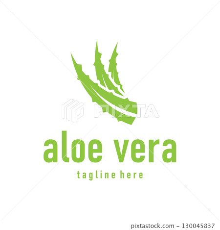 Aloe vera logo concept, green herbal plant with a simple minimalist concept design for a symbol illustration template 130045837