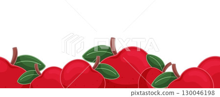 Seamless apple border on white background Seamless apple border on white background 130046198
