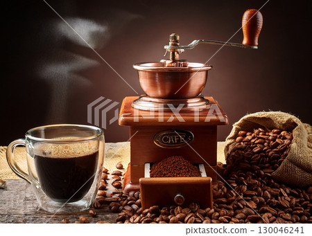 A coffee mill at an old-fashioned, long-established coffee shop 130046241