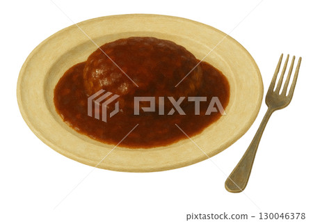 [Western restaurant] Hamburger illustration/no side dishes 130046378
