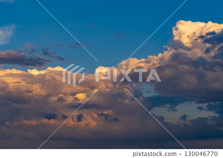 Summer blue sky and evening clouds 130046770