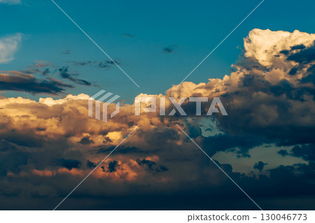 Summer blue sky and evening clouds film style Summer blue sky and evening clouds film style 130046773