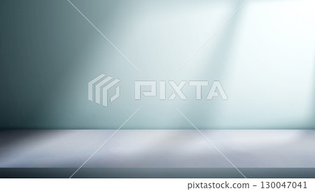 Table or shelf for product display with a turquoise wall background. Product presentation, mockup, copy space, and template 130047041