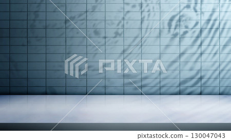 Table or shelf for product display with a tile wall background. Product presentation, mockup, copy space, and template 130047043