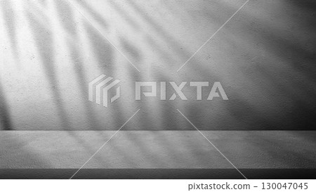 Table or shelf for product display with a gray wall background. Product presentation, mockup, copy space, and template 130047045