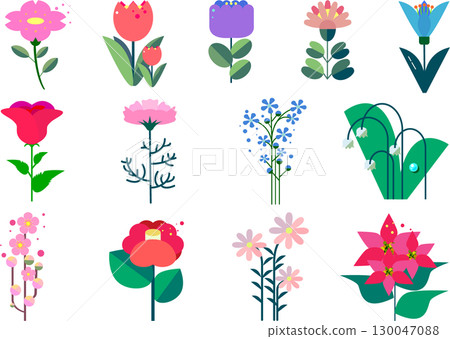 A collection of stylish flower designs 130047088