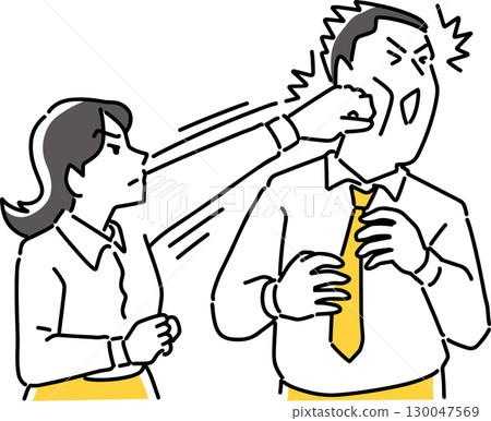 Woman punching a man Woman punching a man 130047569