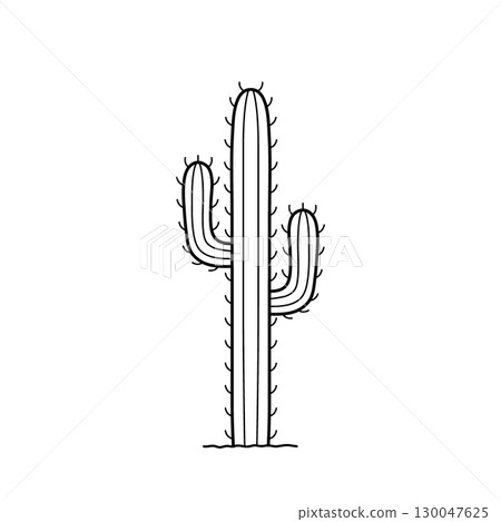 Cactus. Hand drawn icon of desert spiny plant in sketch doodle style. Isolated vector illustration. Cactus. Hand drawn icon of desert spiny plant in sketch doodle style. Isolated vector illustration. 130047625