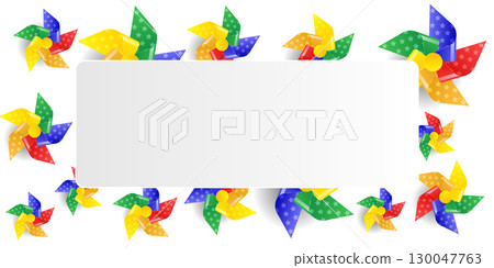Vector isolated wind pinwheel toy spinning wheel with rainbow color paper fan design childhood summer breeze illustration whirligig concept game symbol background cute flower icon set 130047763