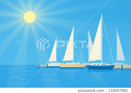 遊艇港，大海，陽光 130047905