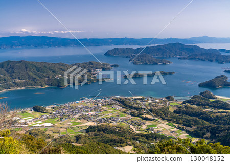 Kumamoto Prefecture: The islands of Goshoura seen from the summit of Mount Kuratake 130048152