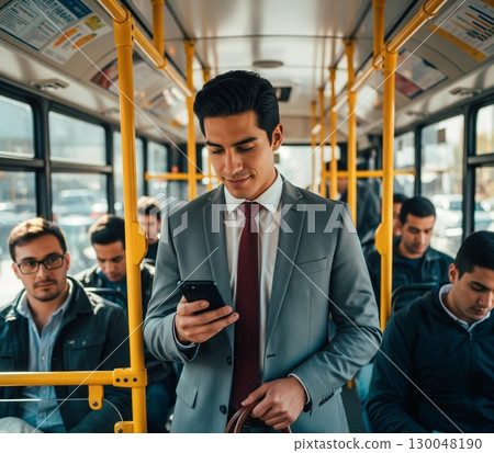 Commuting scene of a businessman 130048190